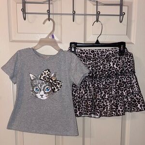 Cheetah Kitten Ruffle Skirt Set - Large-5T